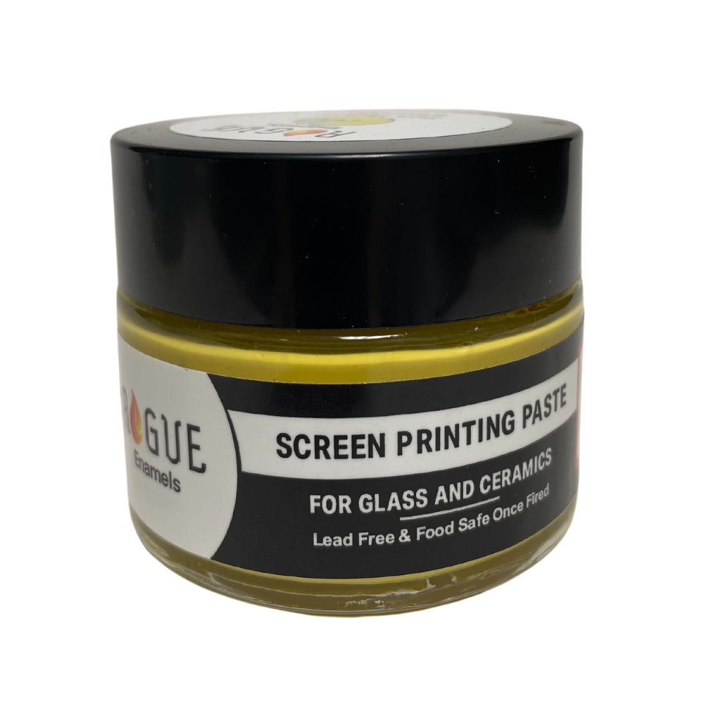 Screen Printing Paste made with Rogue Enamels in Sun Yellow for fused glass and ceramics
