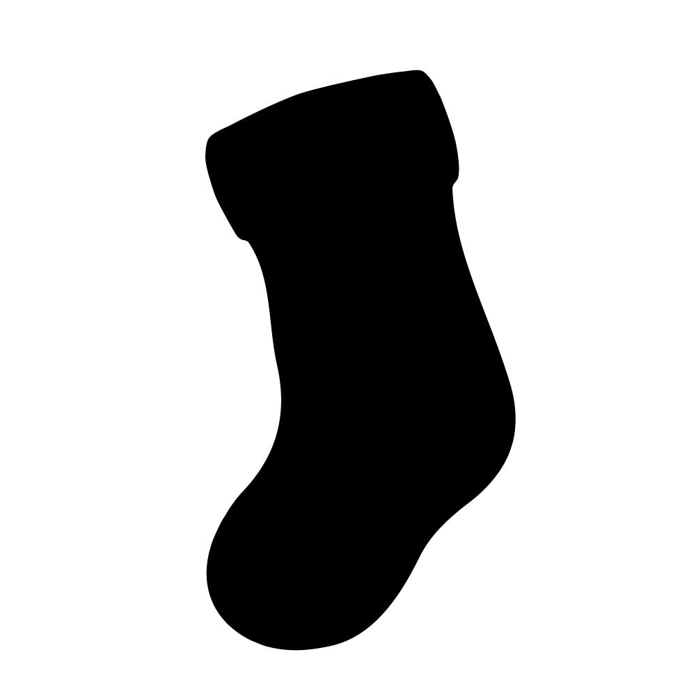 COE 90 Bullseye glass precut in the shape of a Christmas stocking, shown in black for use in holiday fused glass designs