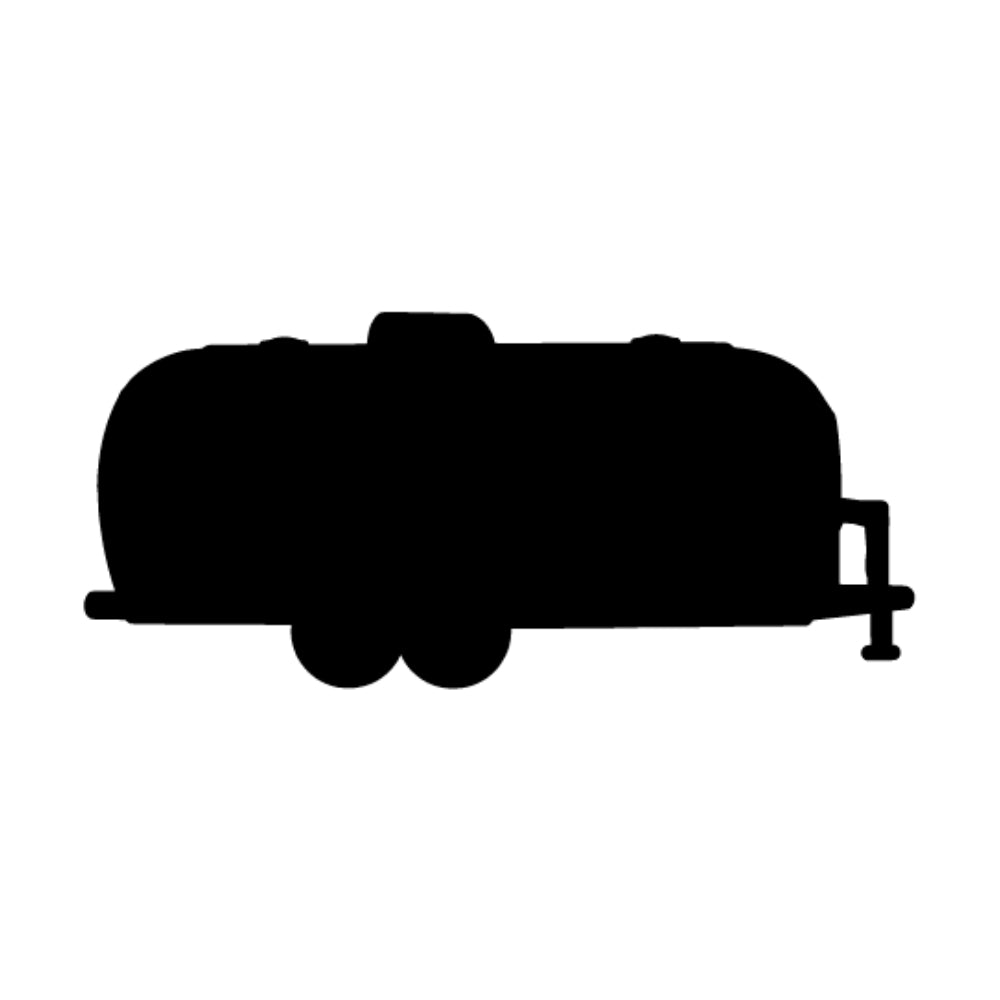 Precut glass shape of an airstream in black.