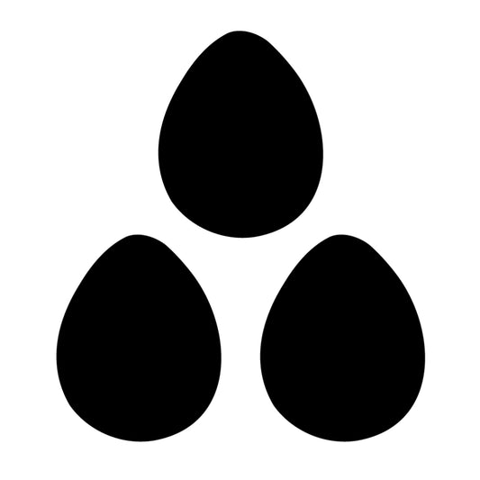 Precut glass shape of a 3pk of easter eggs in black.