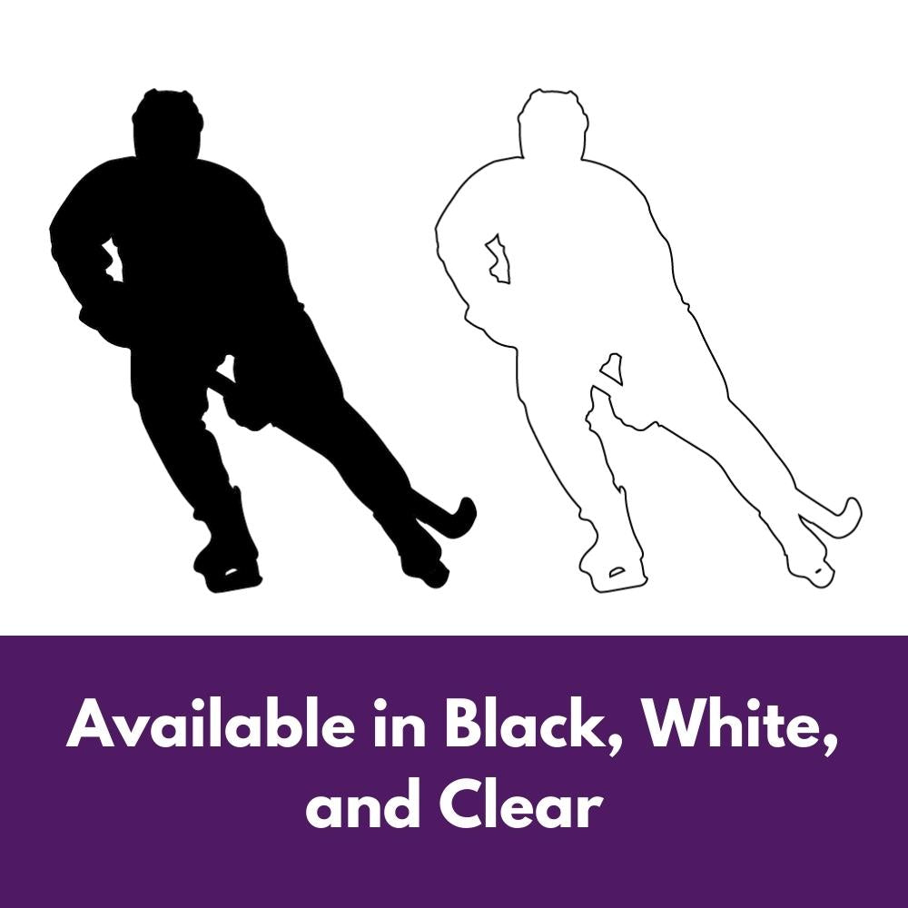 Precut glass shape of a hockey player in alternate colour.