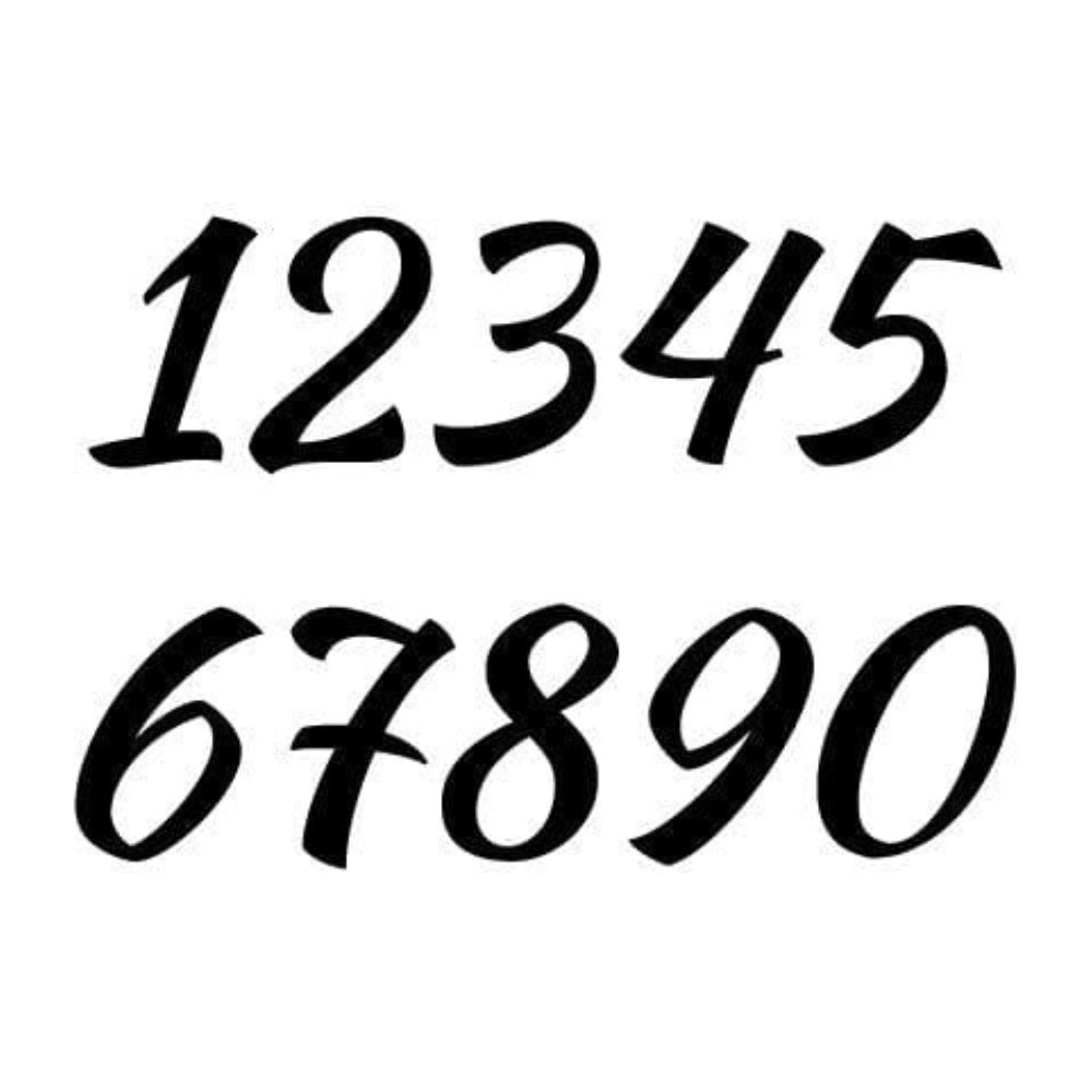Precut Glass Numbers - Script - Black - COE 90