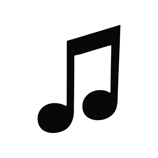 Precut glass shape of a quarter note in black.