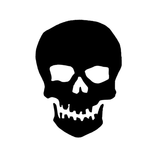 Precut glass shape of a skull in black.