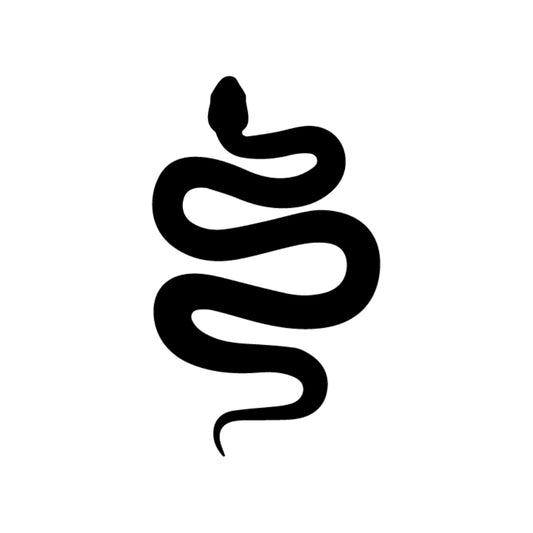 Precut glass shape of a snake in black.