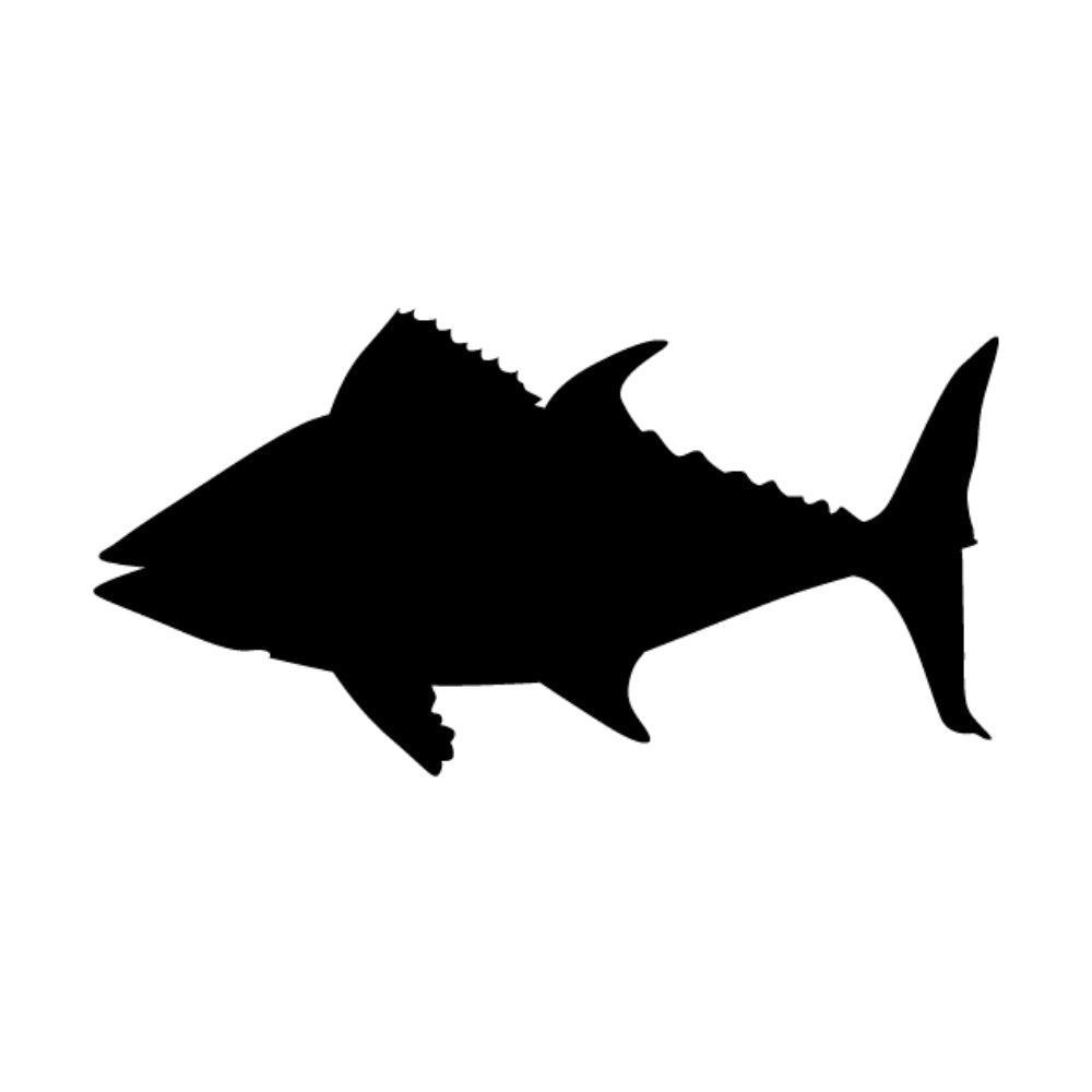 Precut glass shape of a tuna fish in black.