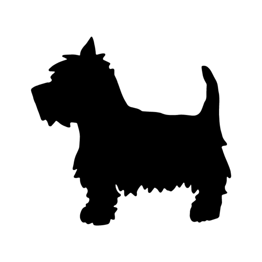Precut glass shape of a Yorkie in black.