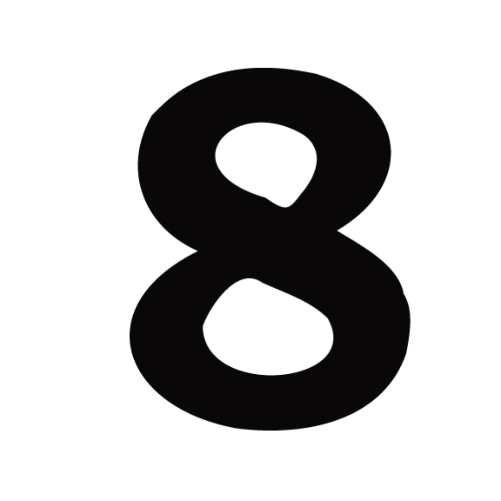 Precut number 8 in black Bookman Old Style Font in Bullseye COE 90 Glass