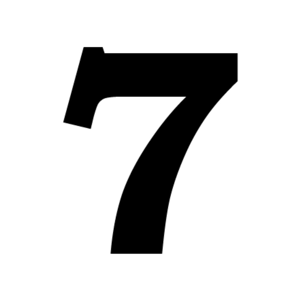 Precut number 7 in black Bookman Old Style Font in Bullseye COE 90 Glass