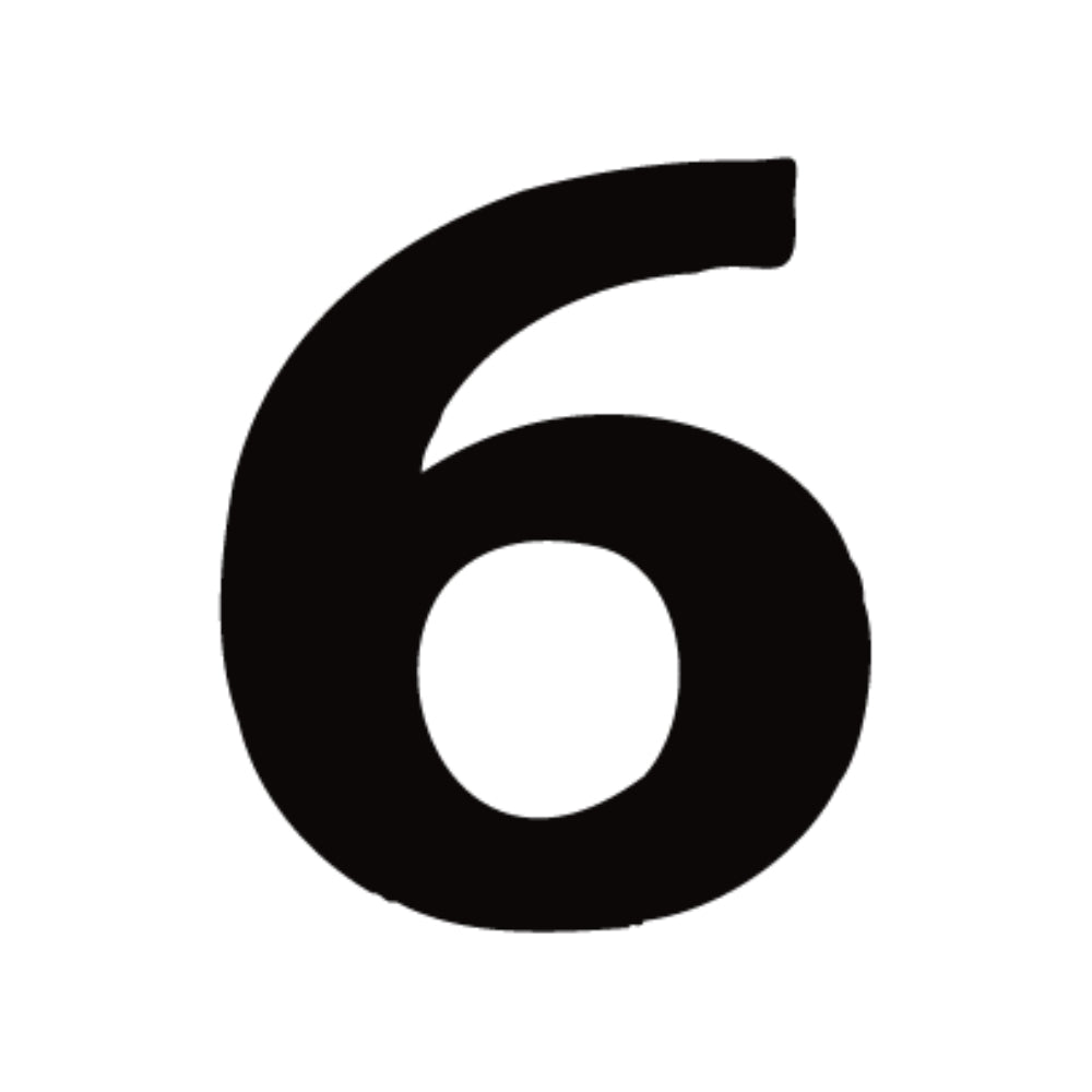 Precut number 6 in black Bookman Old Style Font in Bullseye COE 90 Glass