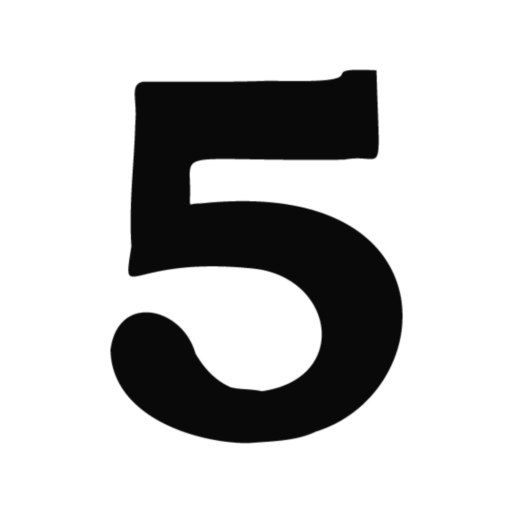 Precut number 5 in black Bookman Old Style Font in Bullseye COE 90 Glass