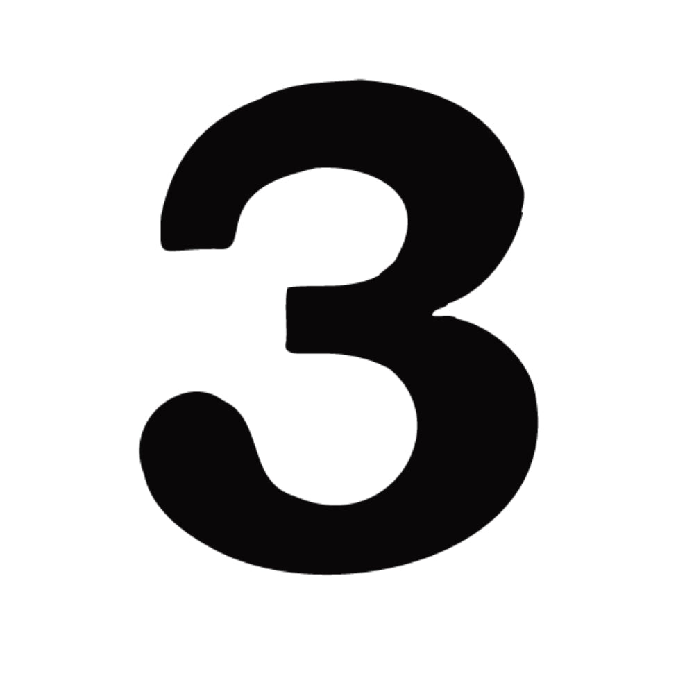 Precut number 3 in black Bookman Old Style Font in Bullseye COE 90 Glass