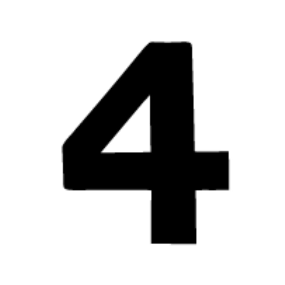 Precut number 4 in black Bookman Old Style Font in Bullseye COE 90 Glass