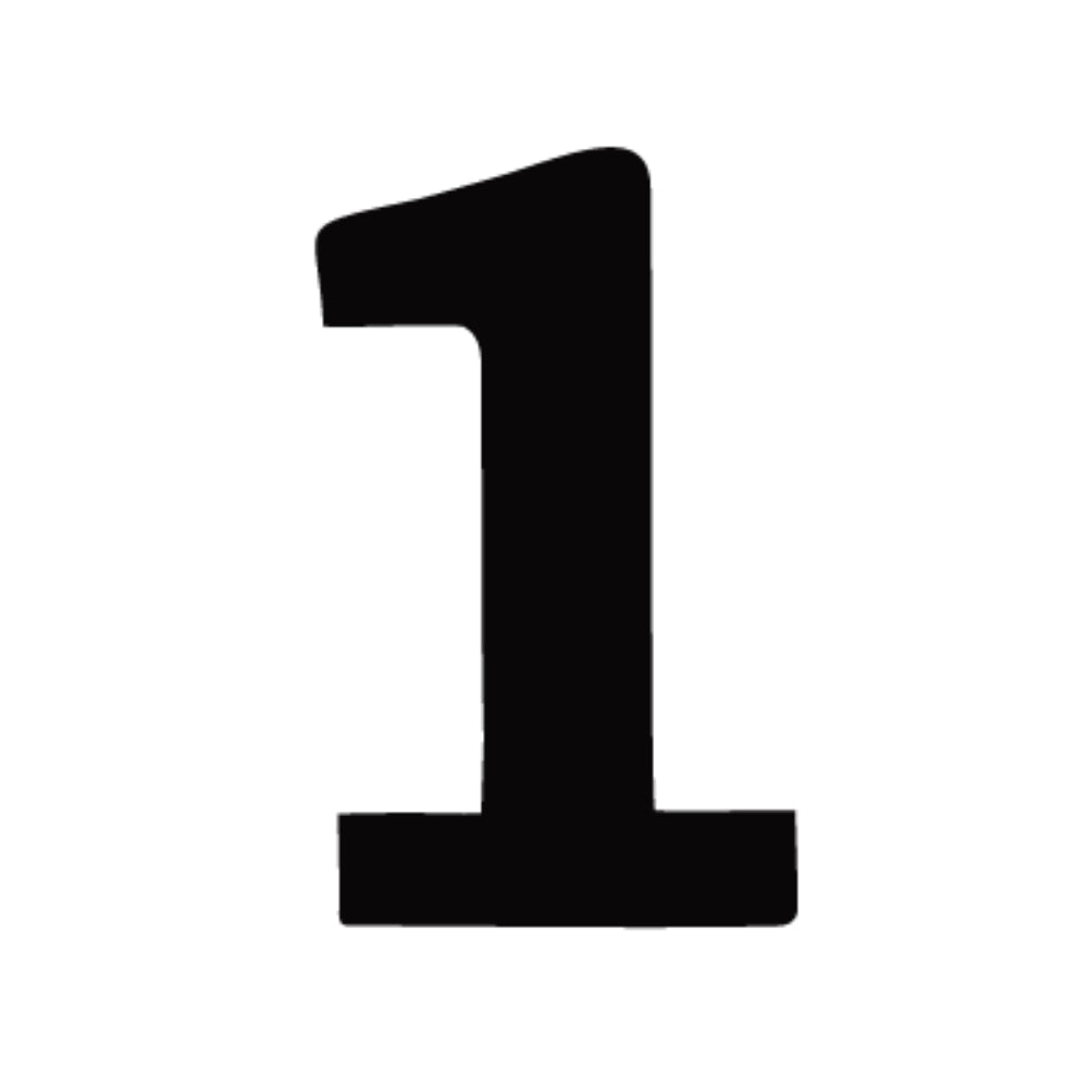 Precut number 1 in black Bookman Old Style Font in Bullseye COE 90 Glass