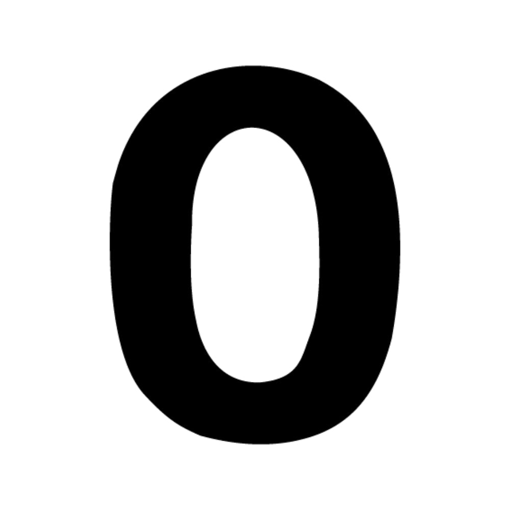 Precut number 0 in black Bookman Old Style Font in Bullseye COE 90 Glass