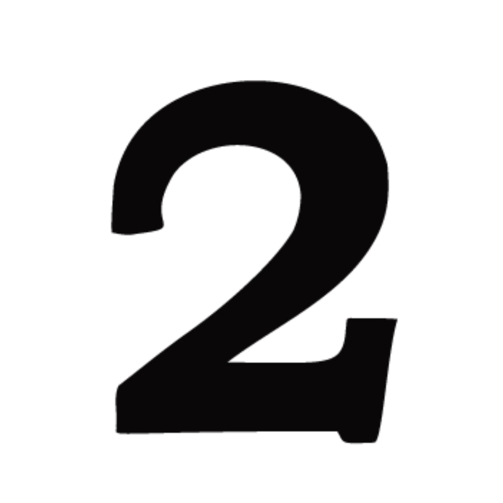 Precut number 2 in black Bookman Old Style Font in Bullseye COE 90 Glass