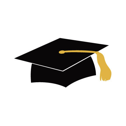 COE 90 Bullseye glass precut of a graduation cap with colored tassel for fused glass projects