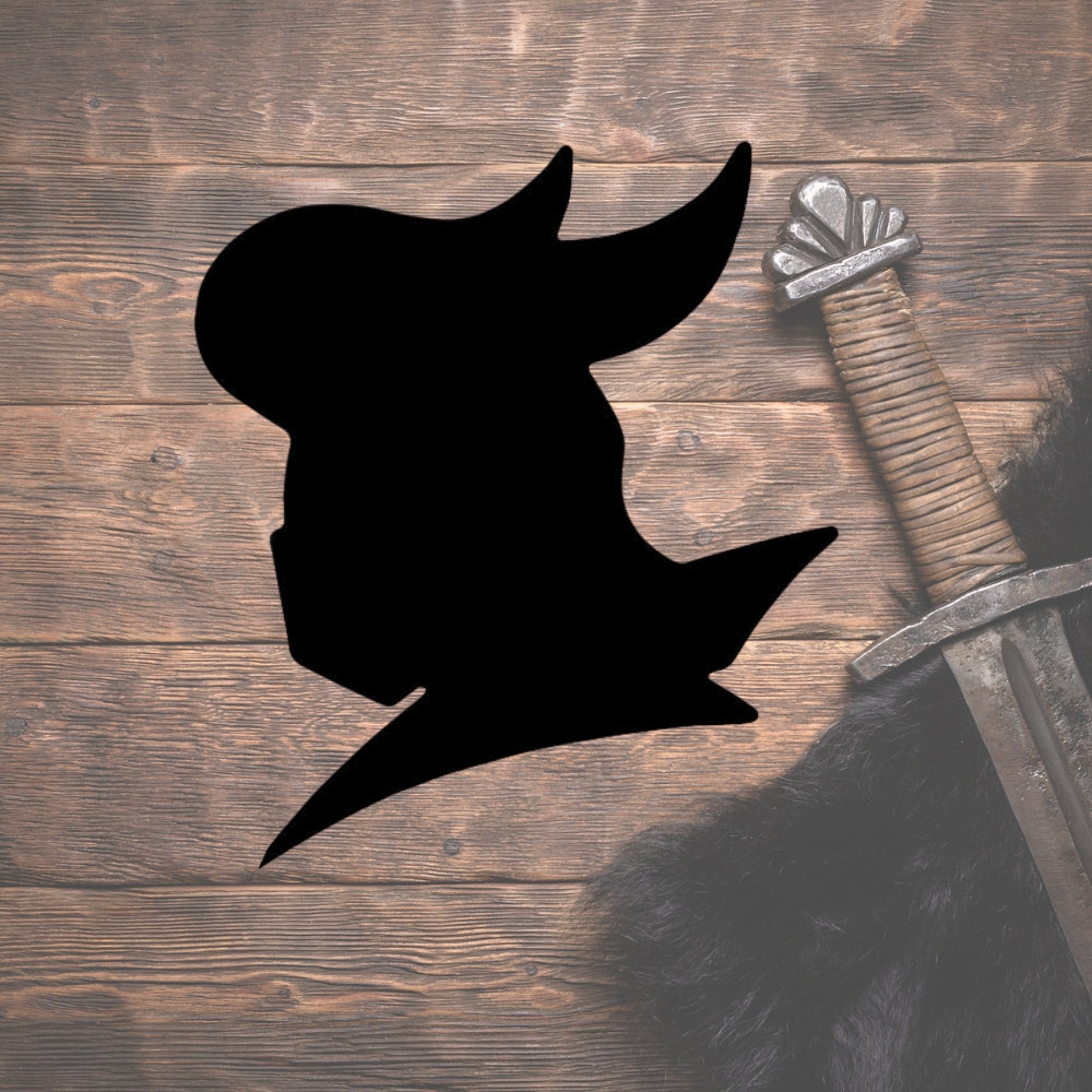 Precut Knight's Helmet in Bullseye COE 90 Glass on a sword background