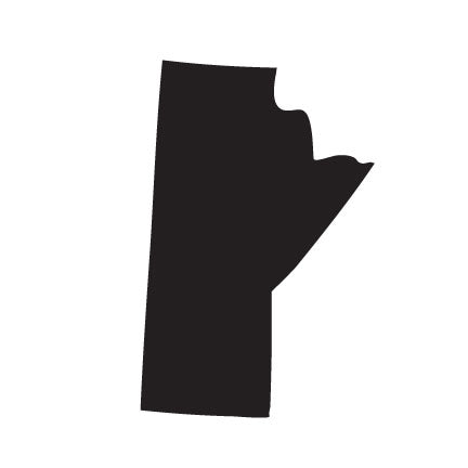 COE 90 fused glass precut silhouette of the Province of Manitoba, waterjet cut with ground edges, available in multiple colors for fused glass art.