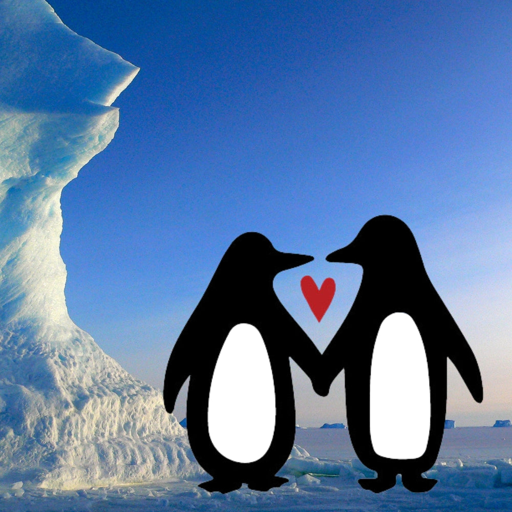 Penguins in Love Fused Glass Precut – COE 90 Bullseye Glass Wedding & Valentine Craft