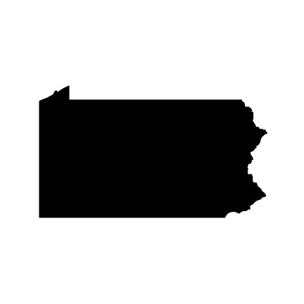 Bullseye COE 90 glass precut in the shape of Pennsylvania, for fused glass artists