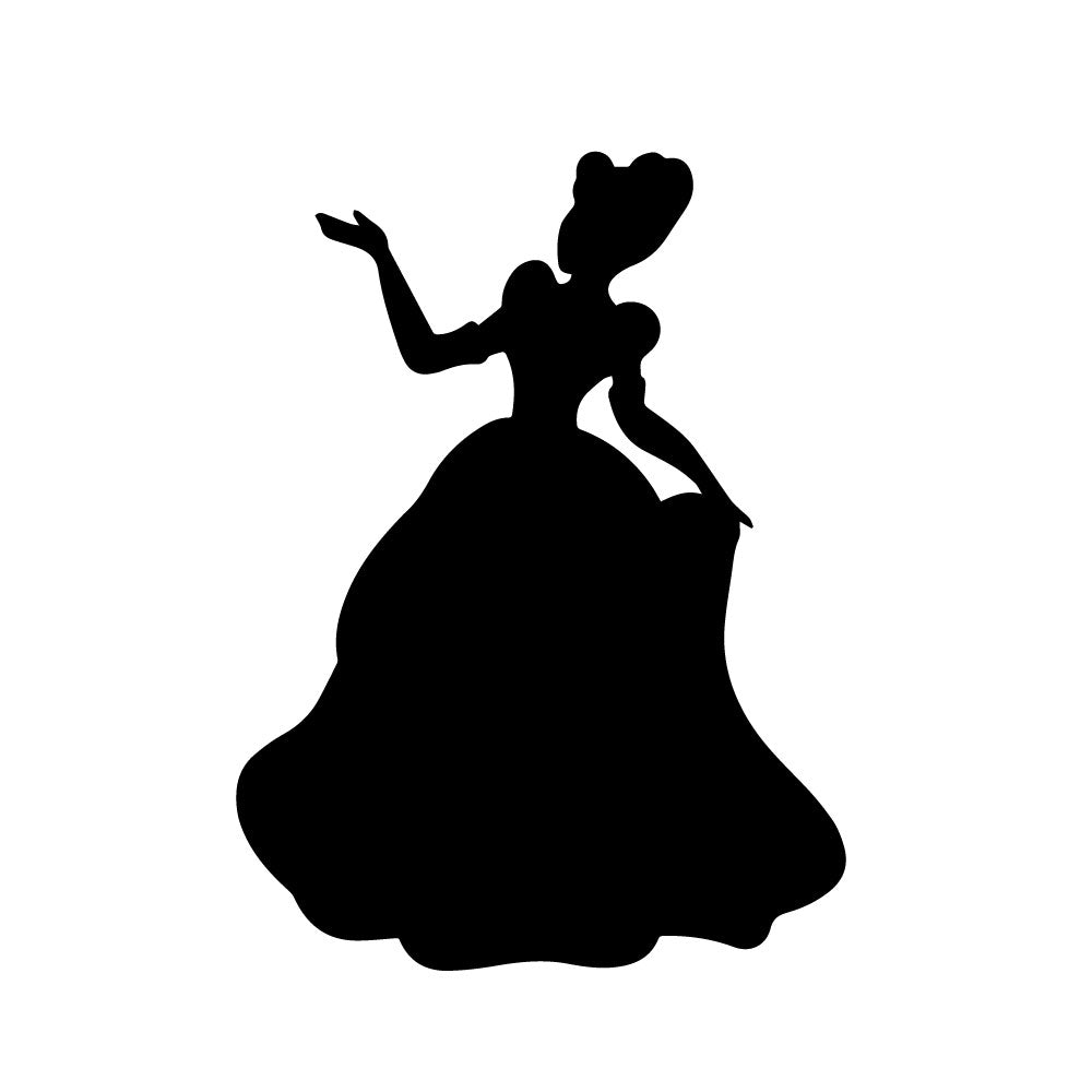 Precut glass shape of a princess in black.