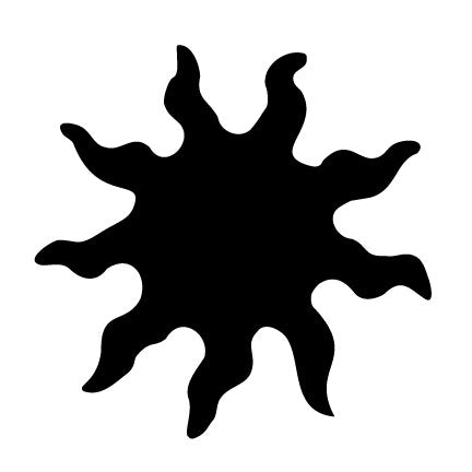 9-ray sun precut glass shape in opaque black COE 90 Bullseye glass, ideal for tack fusing, stained glass, and mosaic projects