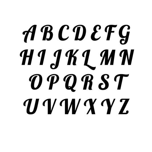 Lobster font capital precut glass letters in black coe 90