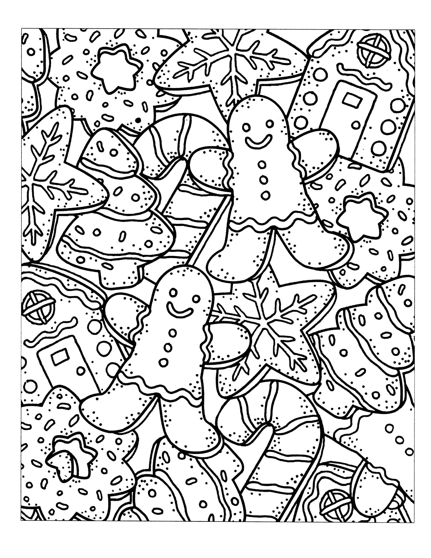 Gingerbread cookie collage stencil screen print design by Mark Hufford for holiday fused glass and seasonal crafts.