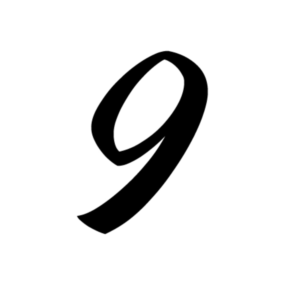 Precut Glass Numbers - Script - Black - COE 90