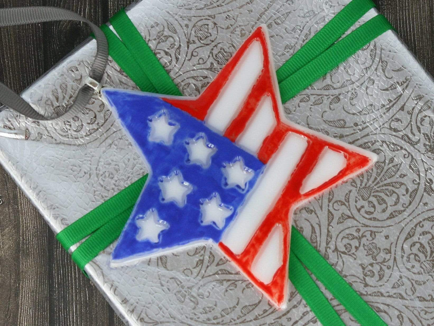 Fused Glass USA Star Ornament